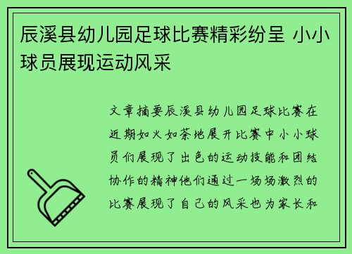 辰溪县幼儿园足球比赛精彩纷呈 小小球员展现运动风采