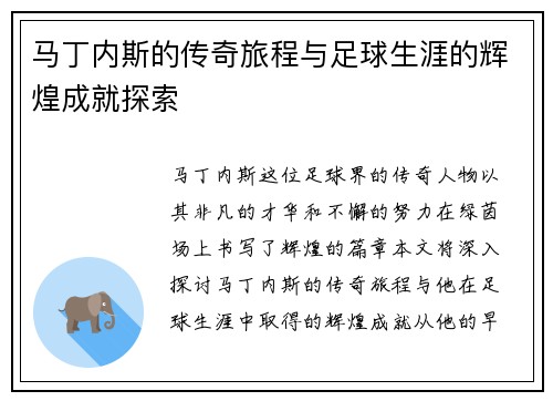 马丁内斯的传奇旅程与足球生涯的辉煌成就探索